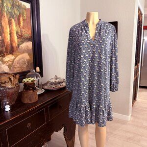 EMMA&MICHELE long sleeve deep V Neckline Knee Length Geometric DRESS